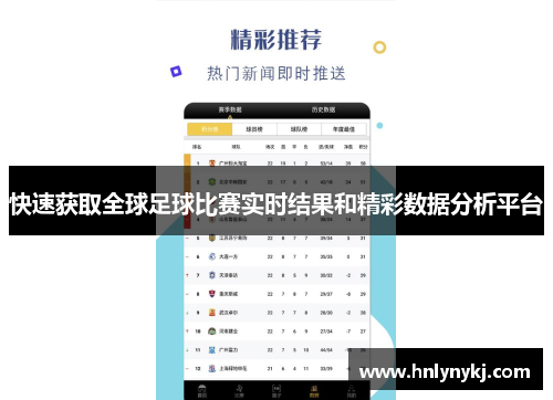 快速获取全球足球比赛实时结果和精彩数据分析平台